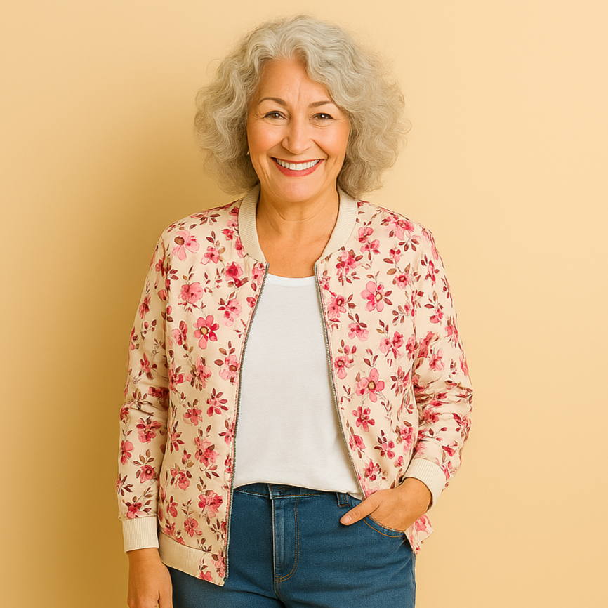 Hazel | Veste bomber à motif floral chic