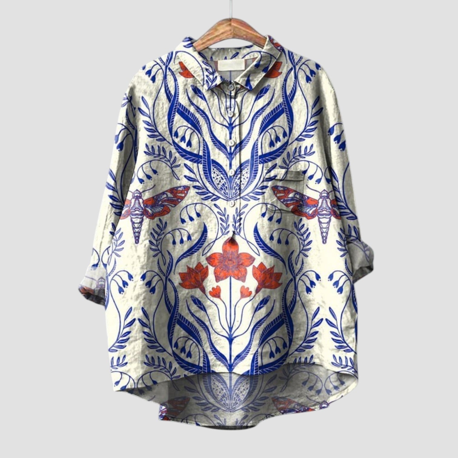 Ivana | Chemise Femme Oversize à Imprimé Botanique et Style Naturel