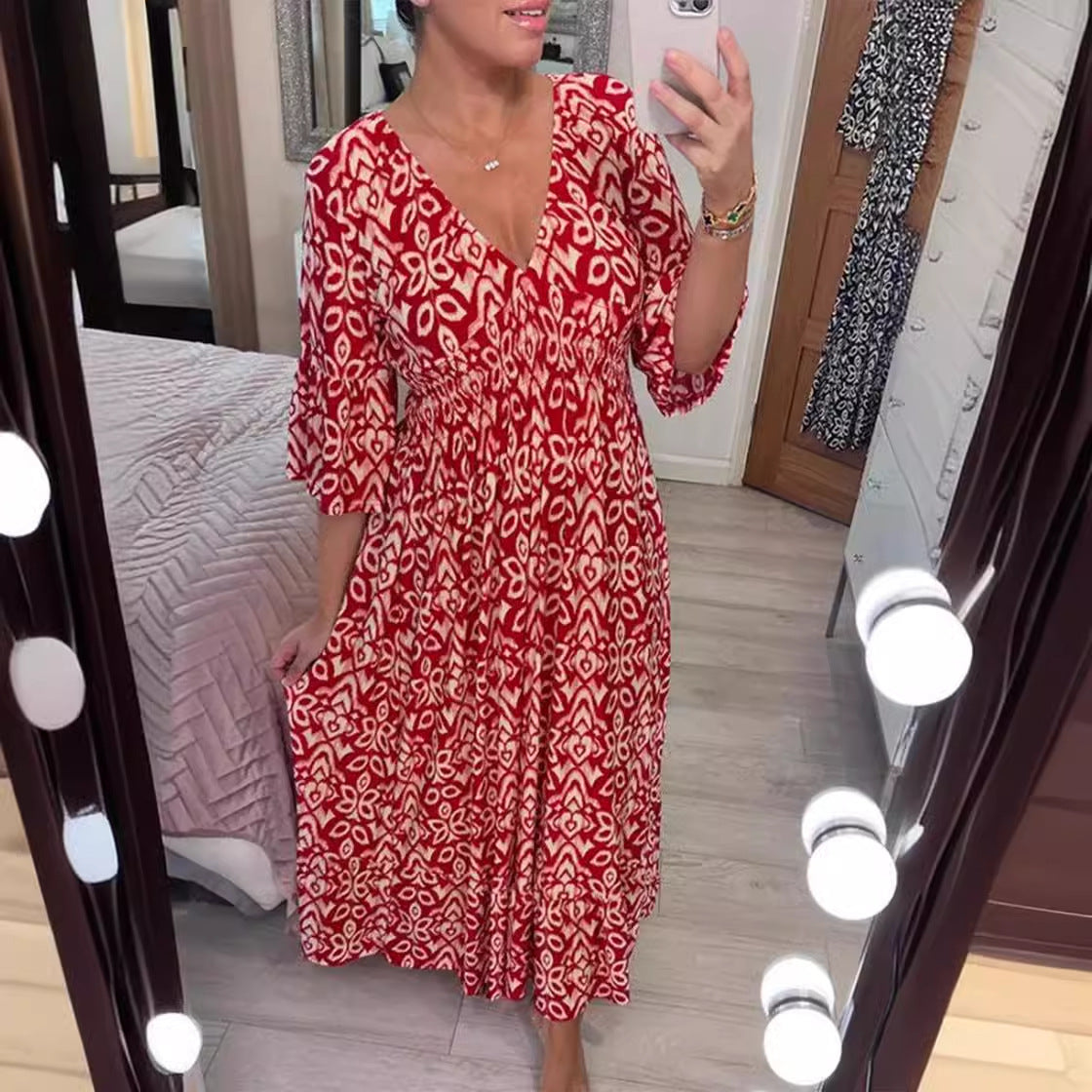 Zlata | Élégante robe à fleurs avec décolleté en V