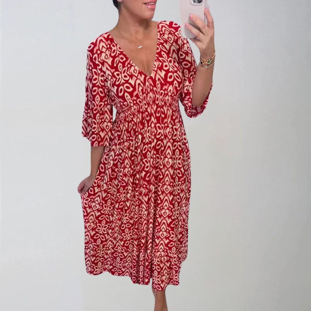 Zlata | Élégante robe à fleurs avec décolleté en V