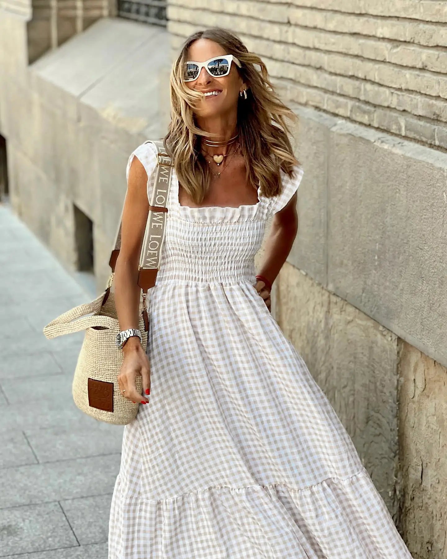 FRANCESCA | Robe à Carreaux au Style Rétro pour Élégance Instantanée et Confort au Quotidien