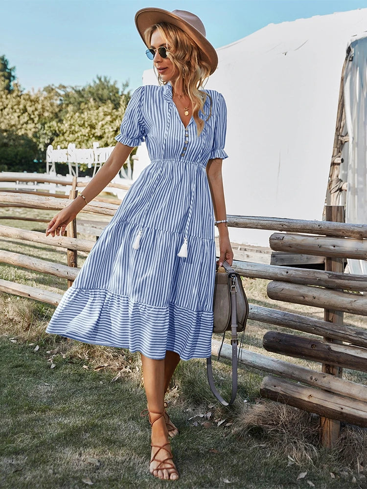 Laureen | Élégante robe à rayures