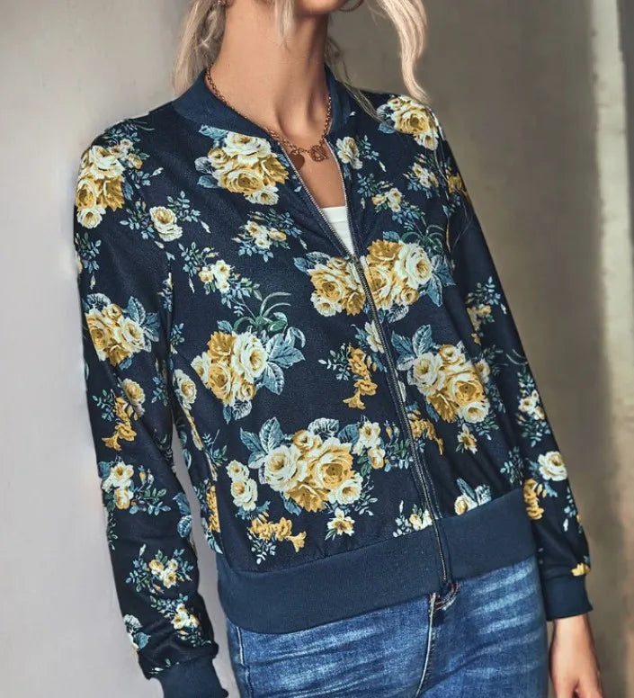 Hazel | Veste bomber à motif floral chic