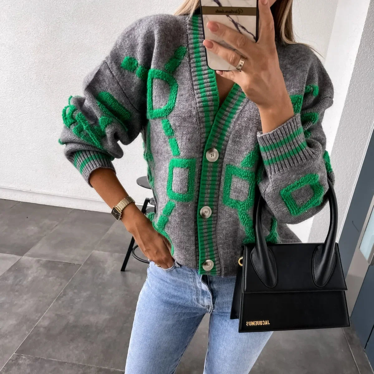 Nanette | Gilet Chic au Design Géométrique