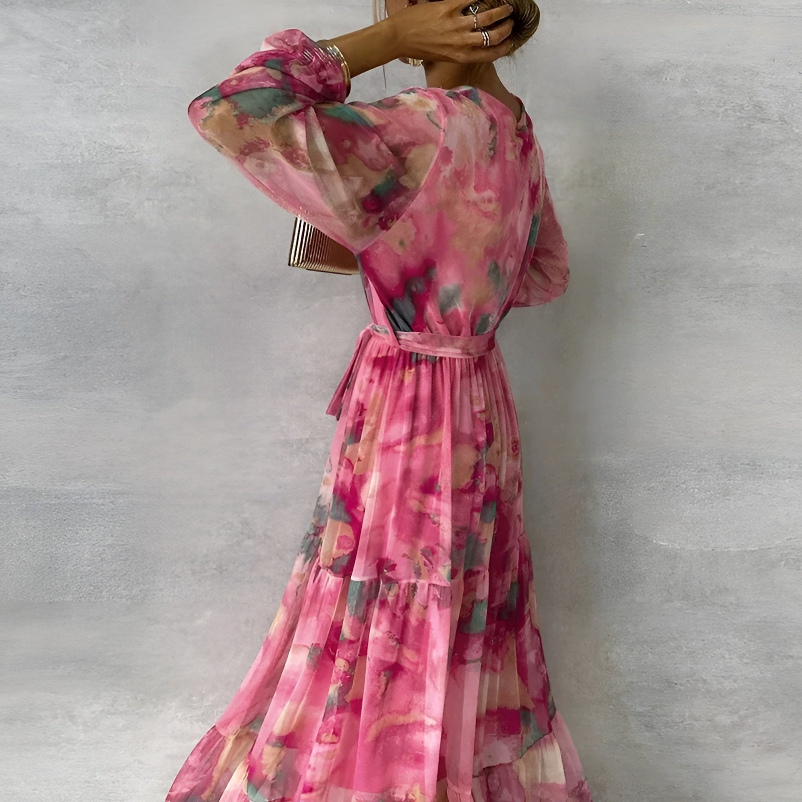 LUCIA | Robe d'Été Longue à Motif Floral avec Silhouette Ajustable