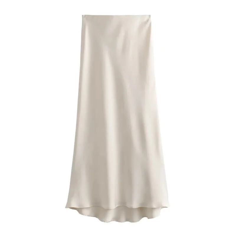 Drew | Jupe midi en satin classique au style luxueux