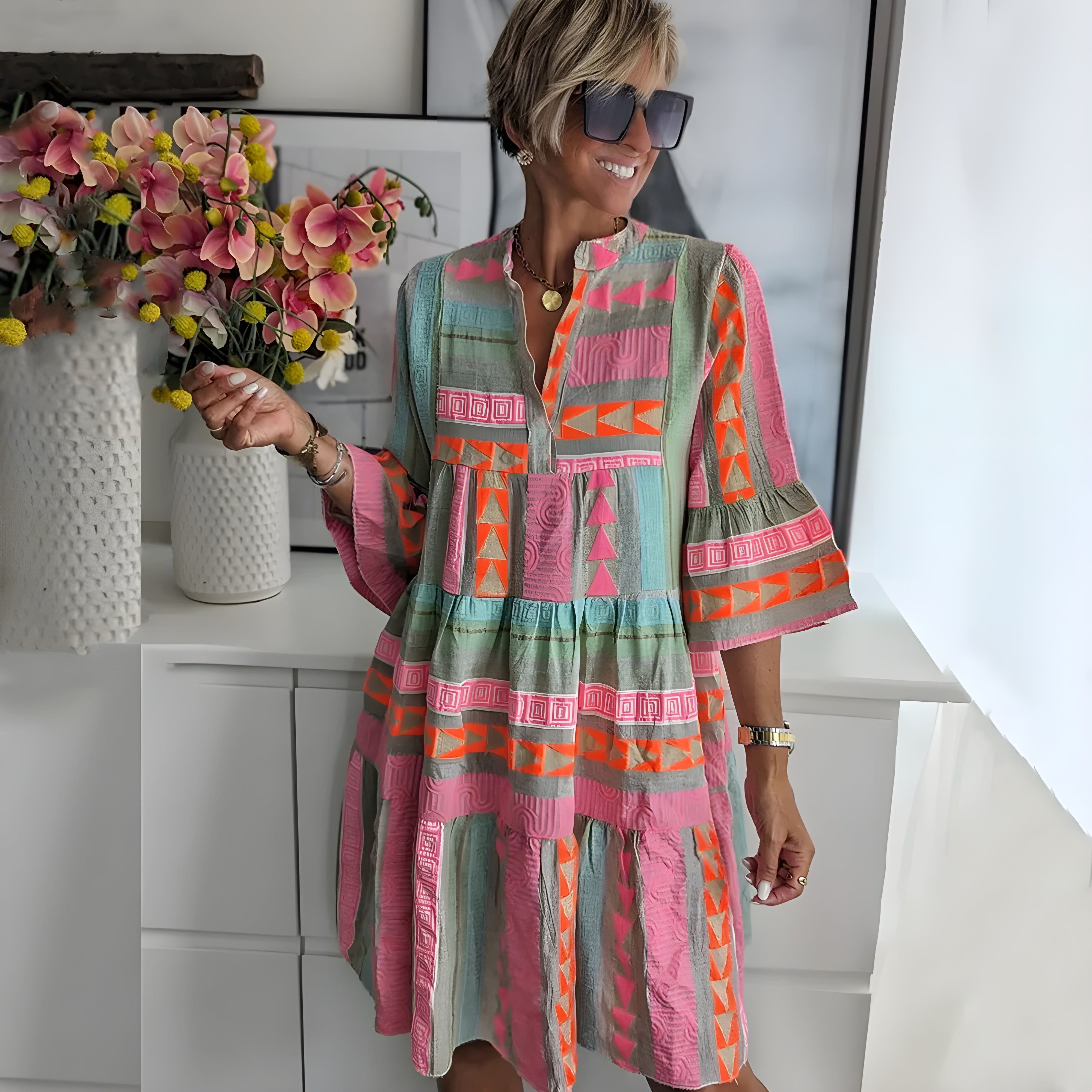 Robe Longue Femme Elvira ™ - Élégance Vintage et Confort Inégalé