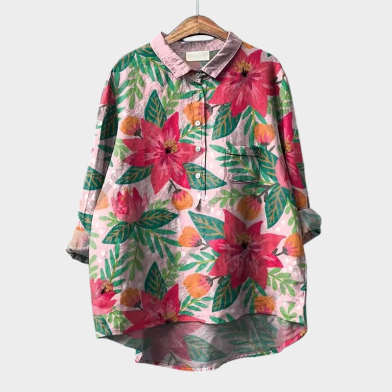 FRANCESCA | Blouse Oversize Florale aux Couleurs Vives et au Confort Élégant pour un Usage Quotidien