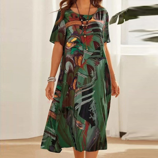 Serafina | Élégante robe midi à motif abstrait