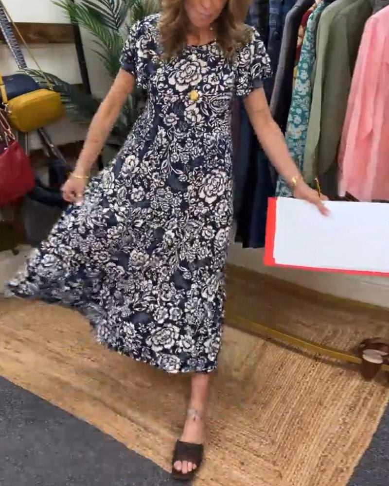 Jasmin - Robe florale à manches courtes