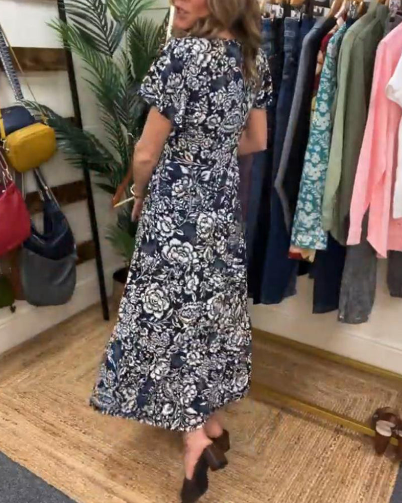 Jasmin - Robe florale à manches courtes