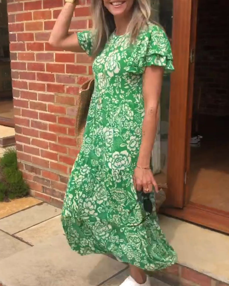 Jasmin - Robe florale à manches courtes