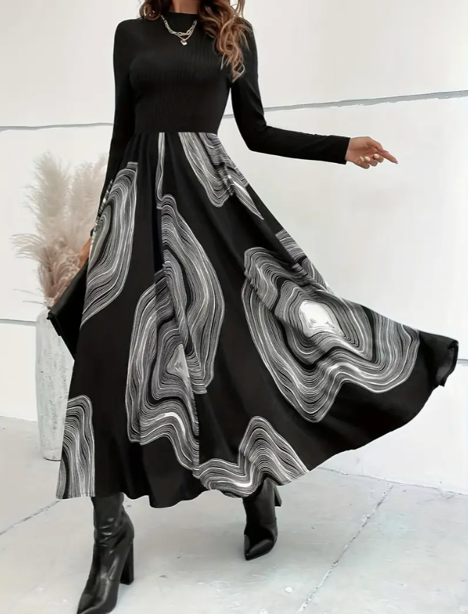 Sylvie | Jupe Midi Chic avec Motif Artistique