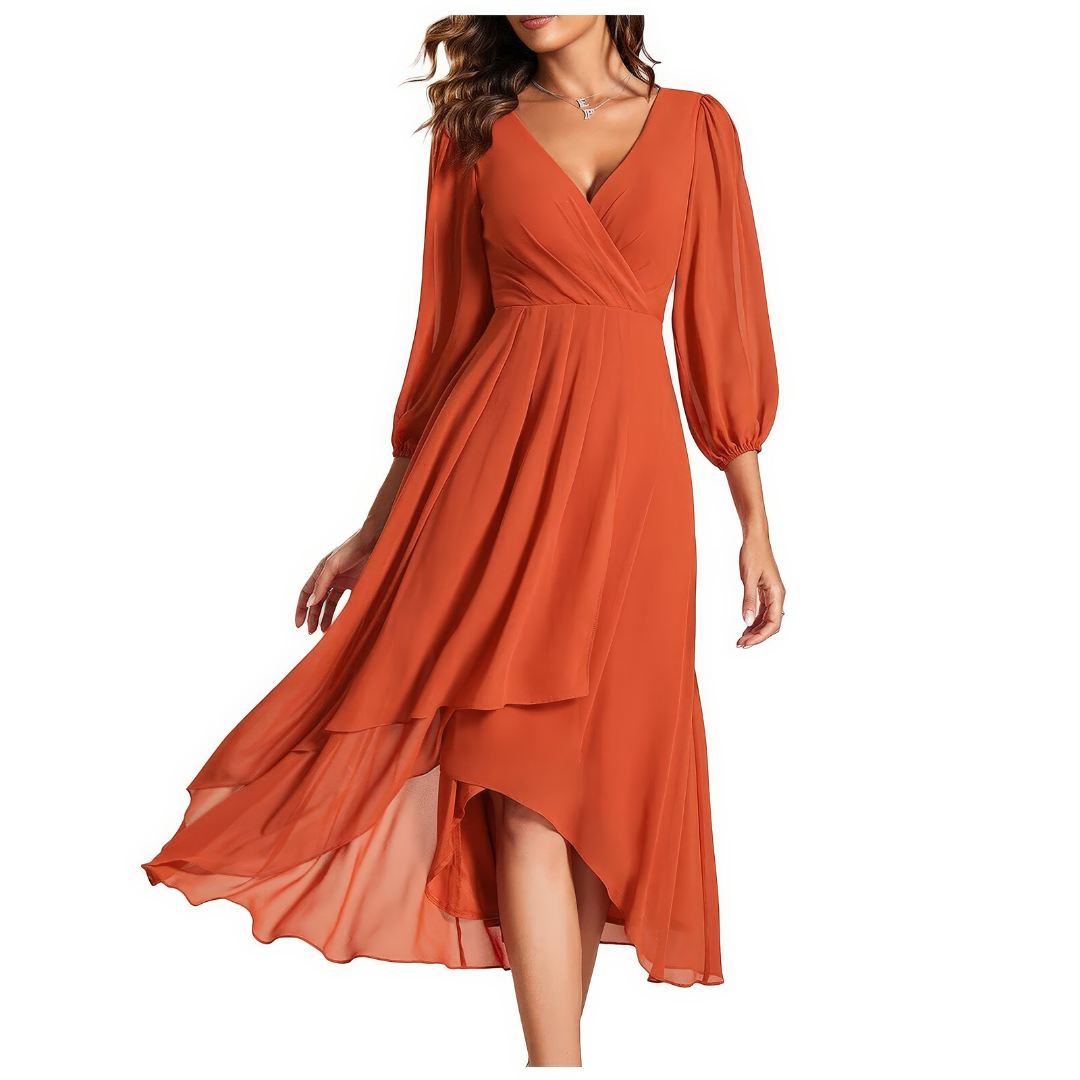 Maeva | Robe à décolleté en V avec ourlet asymétrique
