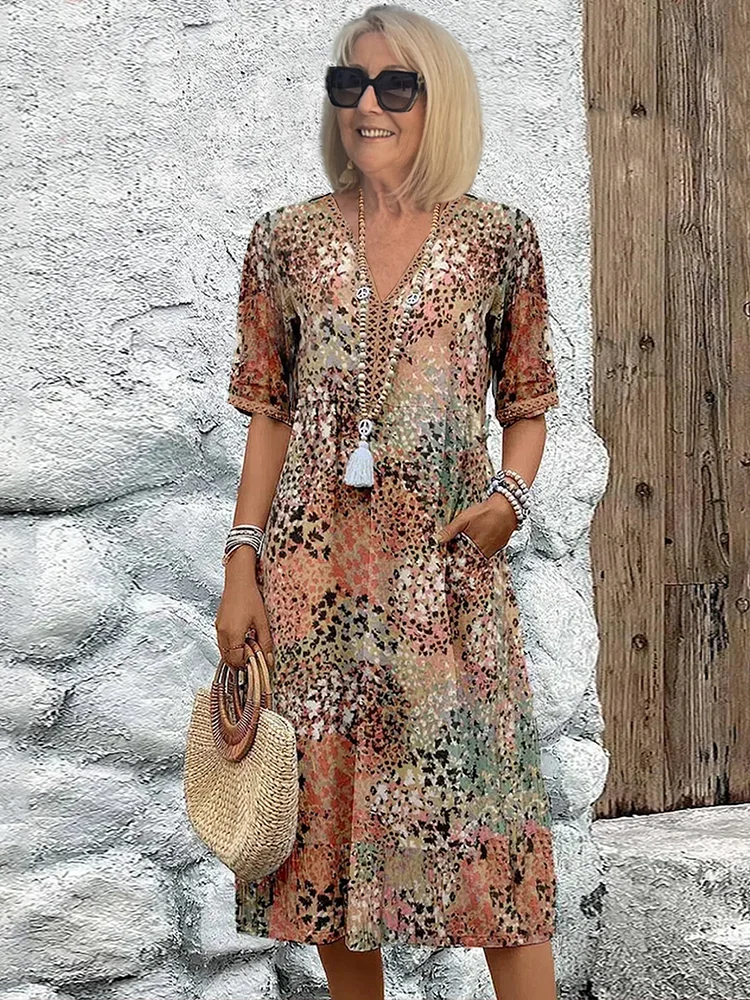 Helen | Robe maxi élégante avec un imprimé floral ludique