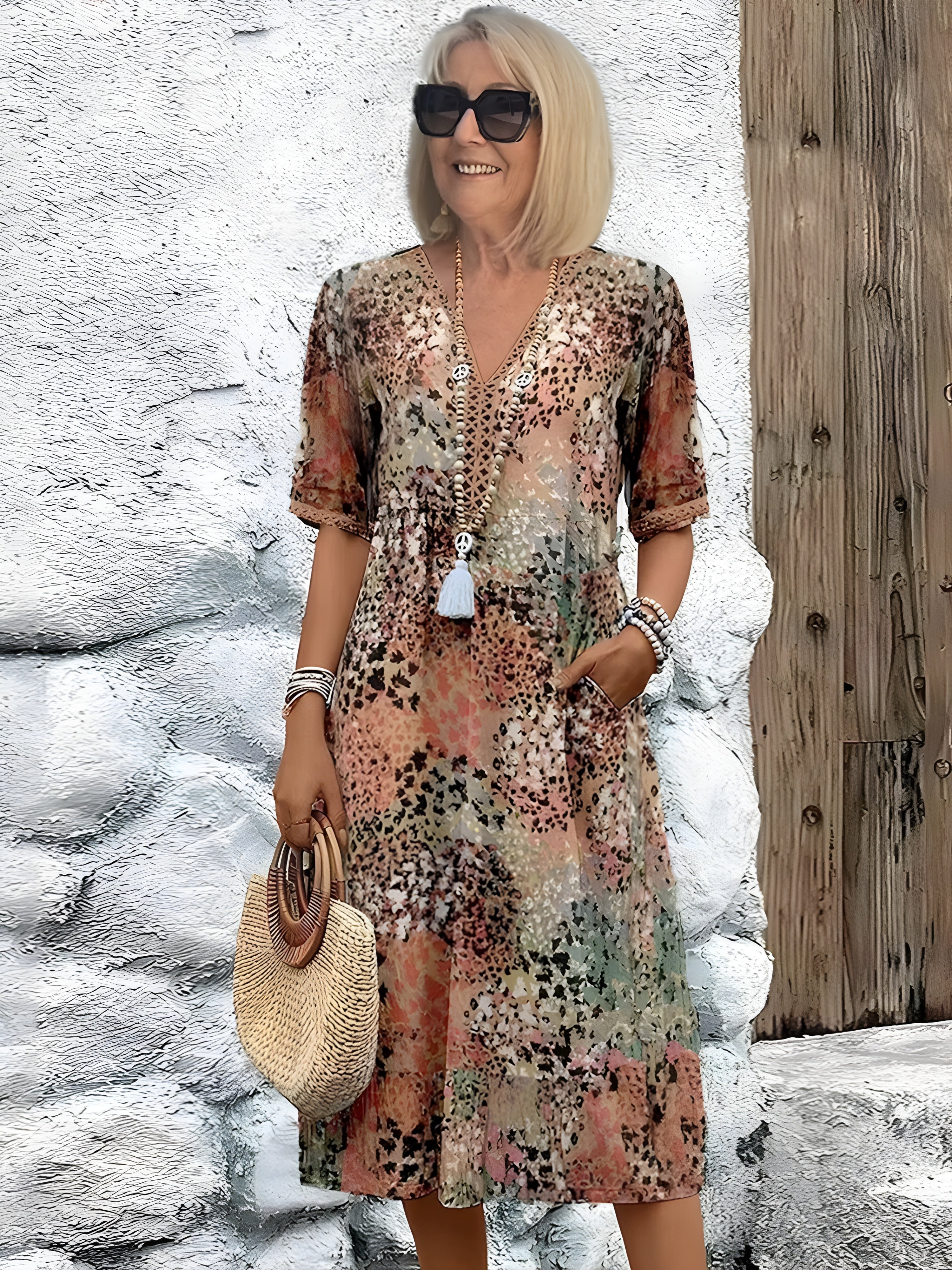Felicia™ - Robe Midi Élégante et Confortable pour Toutes les Occasions