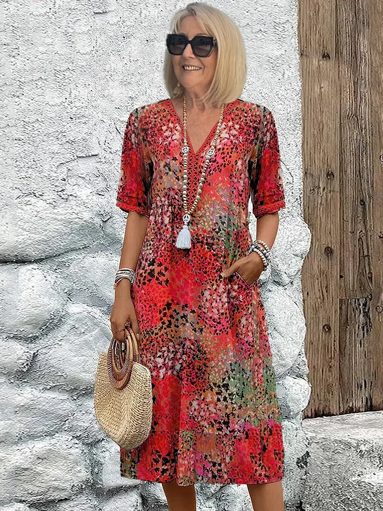 Helen | Robe maxi élégante avec un imprimé floral ludique