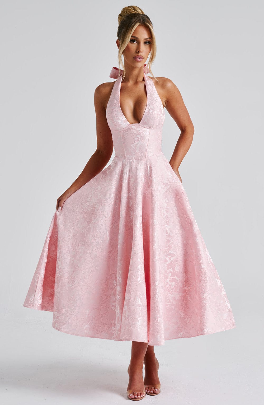 Clara™ — Robe Midi Élégante avec Décolleté Plongeant