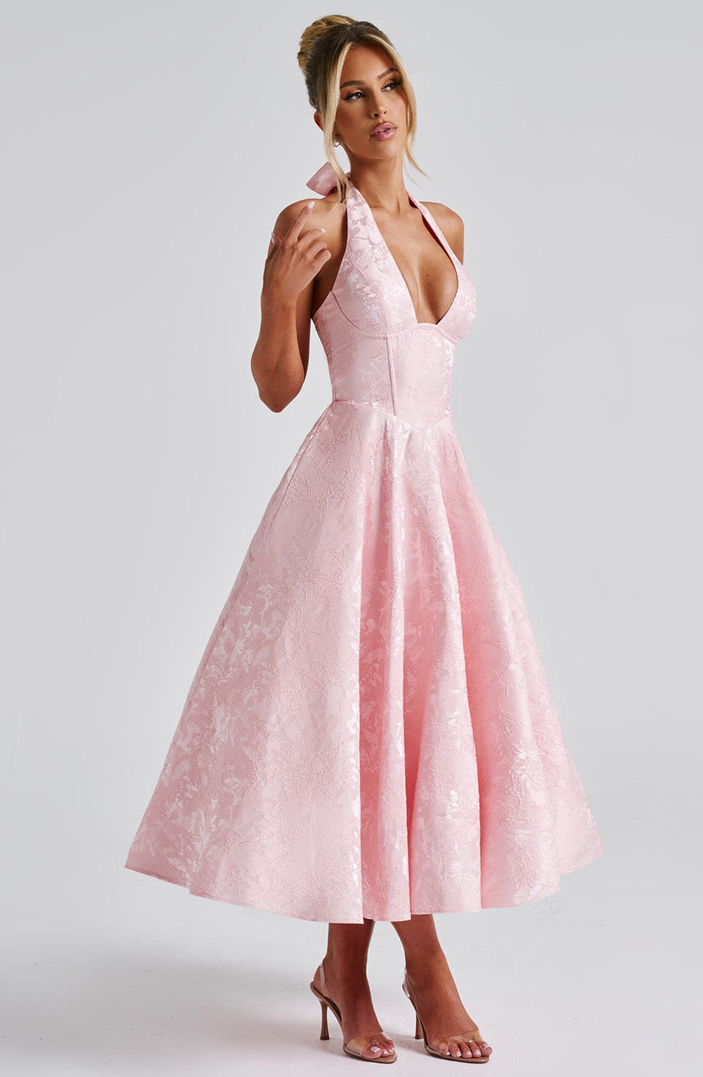 Clara™ — Robe Midi Élégante avec Décolleté Plongeant