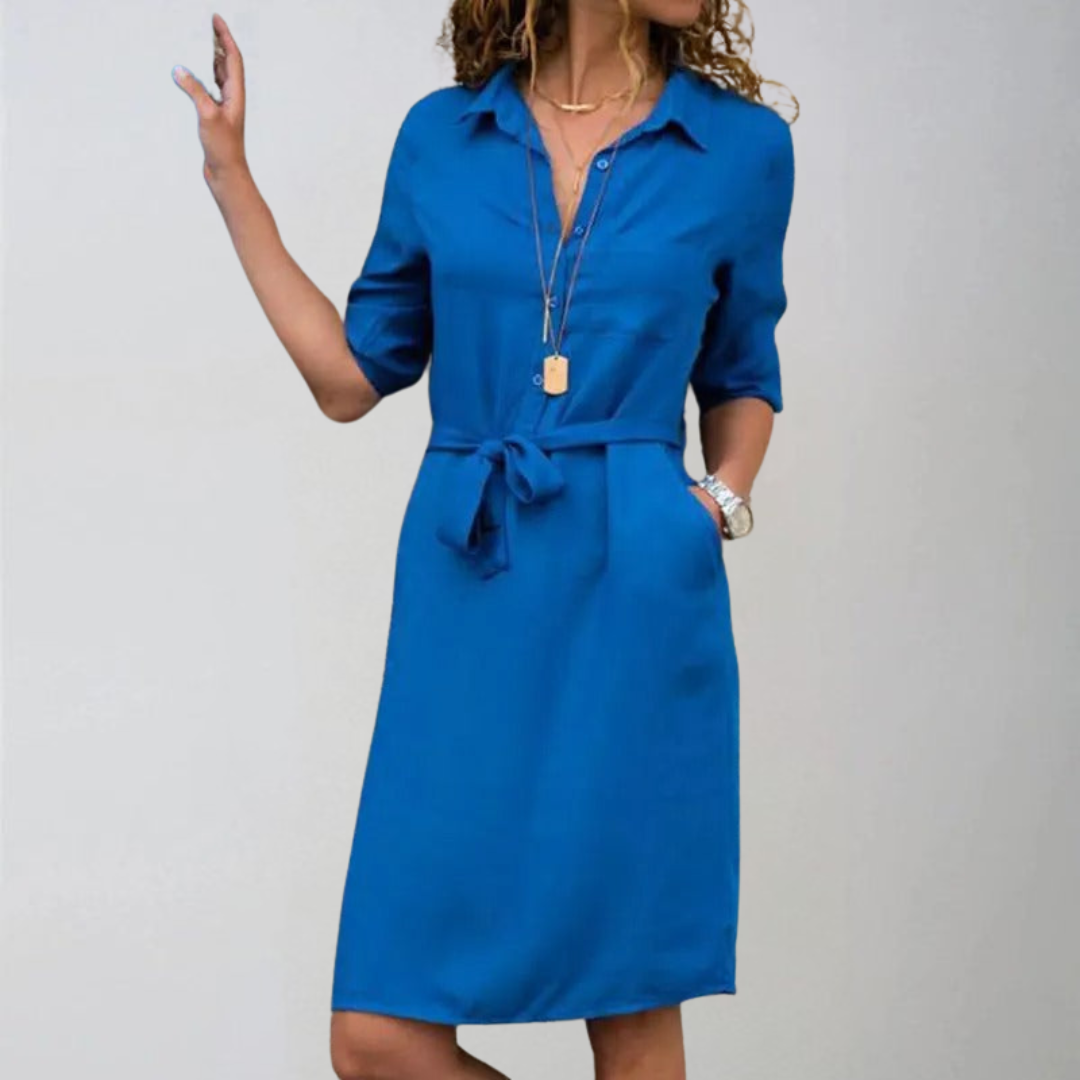 Karolína | Robe chemise décontractée à mi-mollet