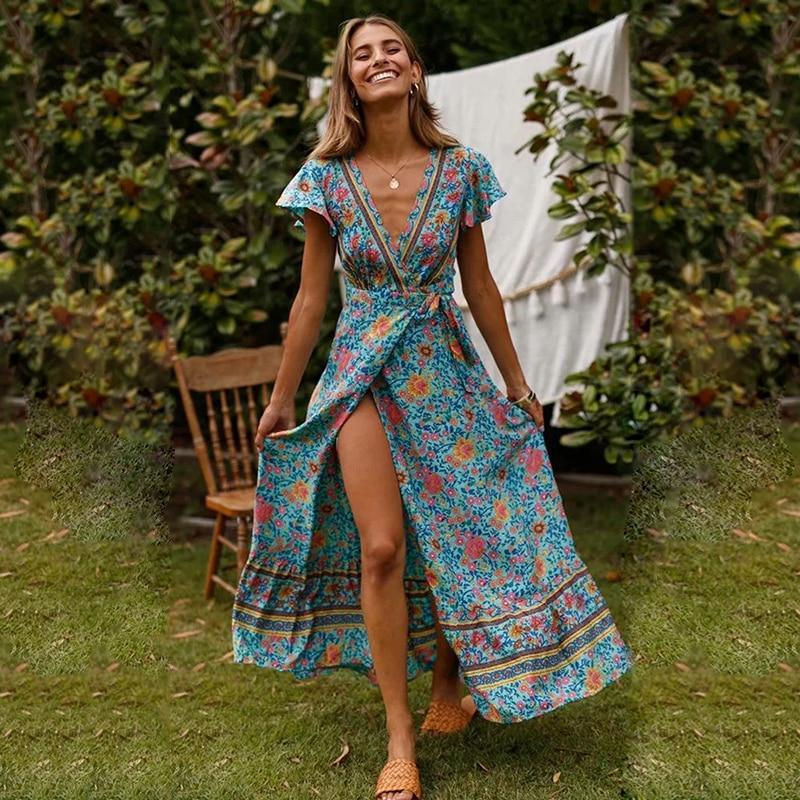 Alva ™ - Élégante Robe Longue Femme avec Fente Sensuelle pour l'Été
