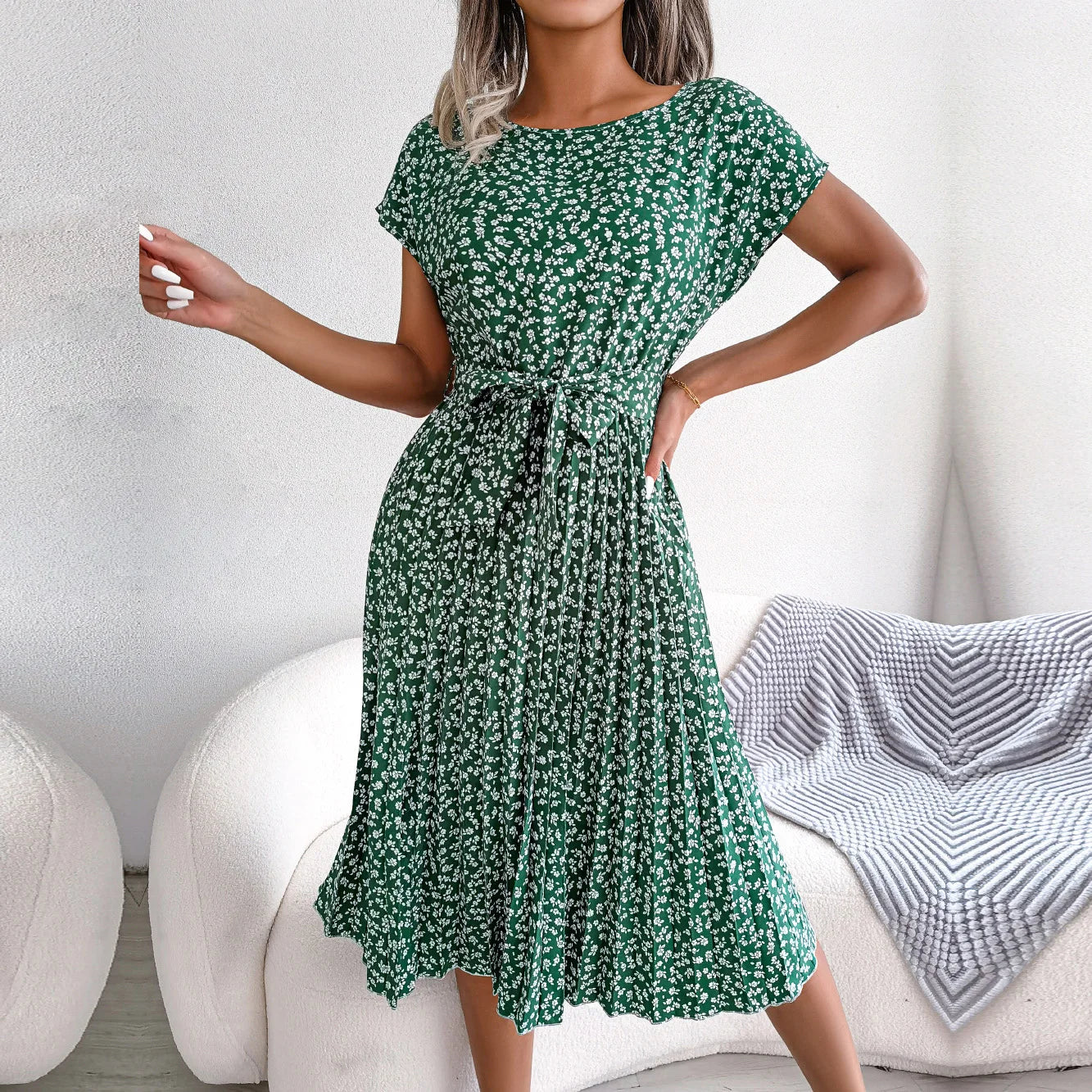 Robe Midi Plissée Florale Anabelle™