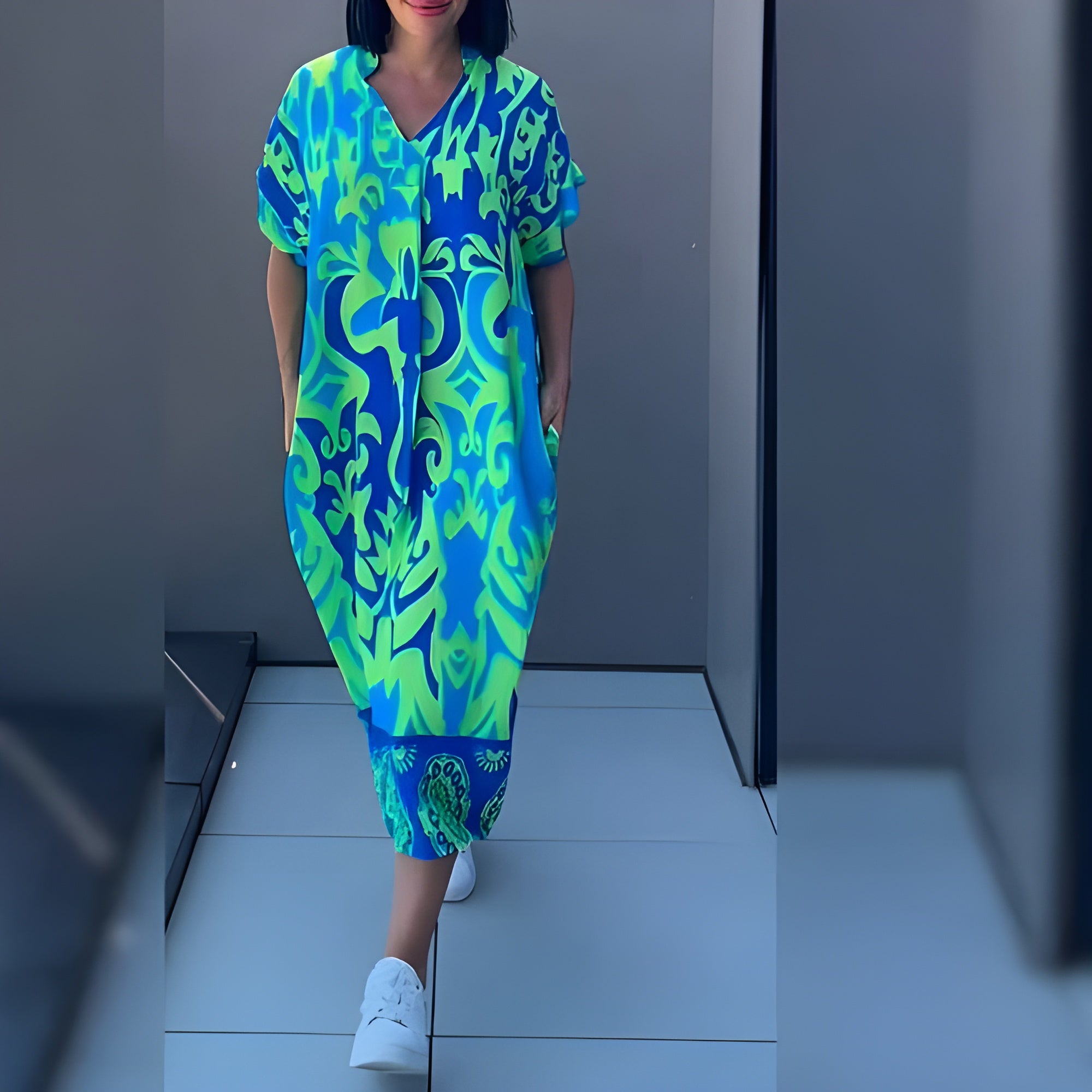 Nia™ Robe Longue Fleurie pour Femme - Confort Optimal pour un Été Élégant
