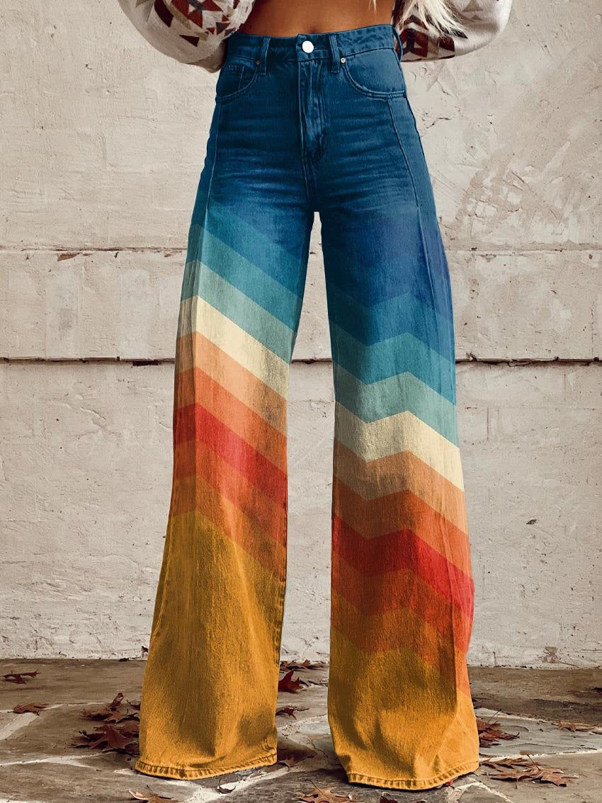 ANNE | Pantalons Élégants et Modernes au Motif Zigzag Rétro