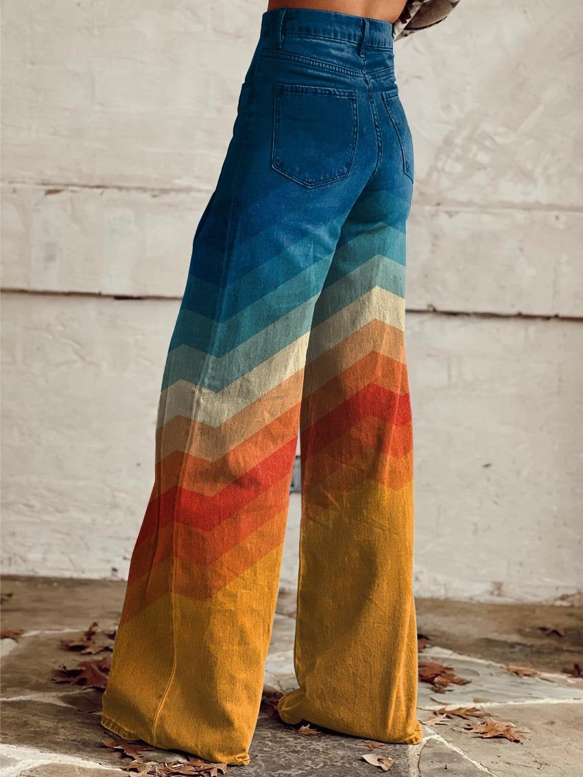 ANNE | Pantalons Élégants et Modernes au Motif Zigzag Rétro