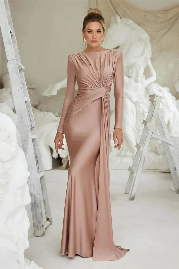 Michaela™ | Robe Maxi Élégante à Manches Longues et Froufrous