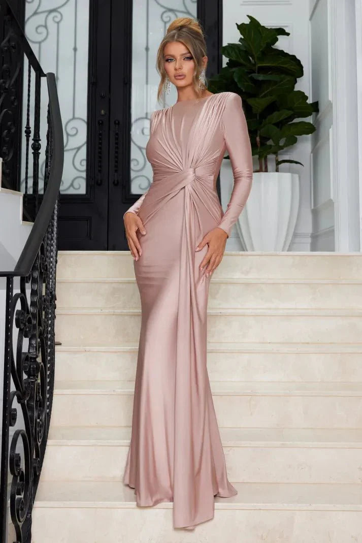 Michaela™ | Robe Maxi Élégante à Manches Longues et Froufrous