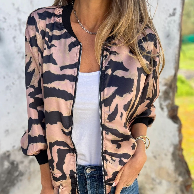 Zélie™ | Veste Printemps avec Zip à Motif Zebra