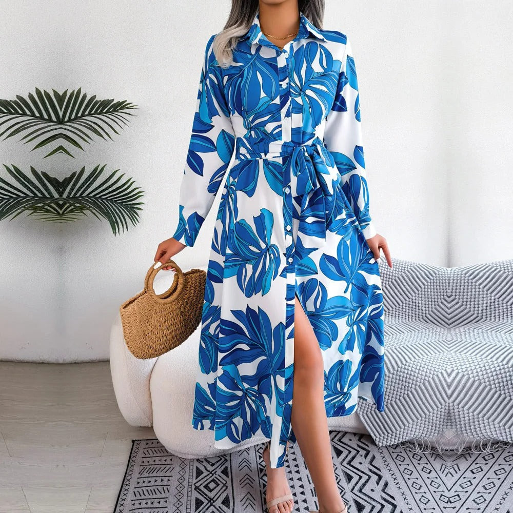 Linnea™ - Élégante Robe Chemise Femme à Manches Longues, Confort Optimal